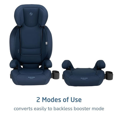 Maxi-Cosi RodiSport Kids Booster Car Seat, High-Back, Backless Booster Seat, 7-Position Headrest, Easy Latch System, Reclining Chair, Belt Guide, Fits 40-100 lbs, 43.4-57 in, Seafaring
