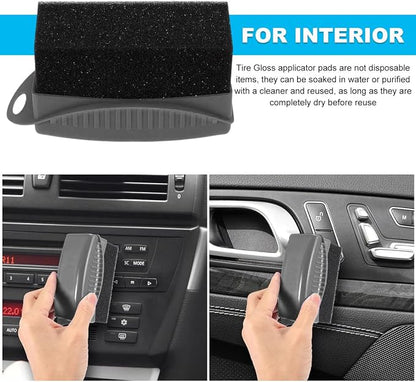Yourkar 2 PCS Tire Shine Applicator, Flat Dressing Waxing Sponge Pads With Lid Cover, Reusable Polishing Cleaning Foam Applicators With Rectangular Box, Car Accessories (Gray)