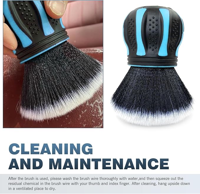 Car Detailing Brush, Multifunctional Soft Cleaning Brush for A/C Vents and Seat Gaps, Non-Slip Handle Ball-Shaped Multi-Function Cleaning Tool with Storage Rack, for Most Cars (Blue)