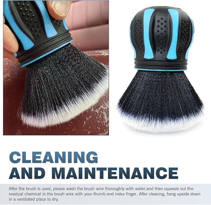 Car Detailing Brush, Multifunctional Soft Cleaning Brush for A/C Vents and Seat Gaps, Non-Slip Handle Ball-Shaped Multi-Function Cleaning Tool with Storage Rack, for Most Cars (Blue)