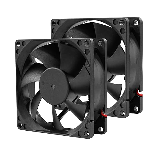 80mm 3.15inch 8025 12V DC High-Performance 2-Pin XH2.54 Cooling Fan for PC Power Supply/Electronics Cooling 2-Pack