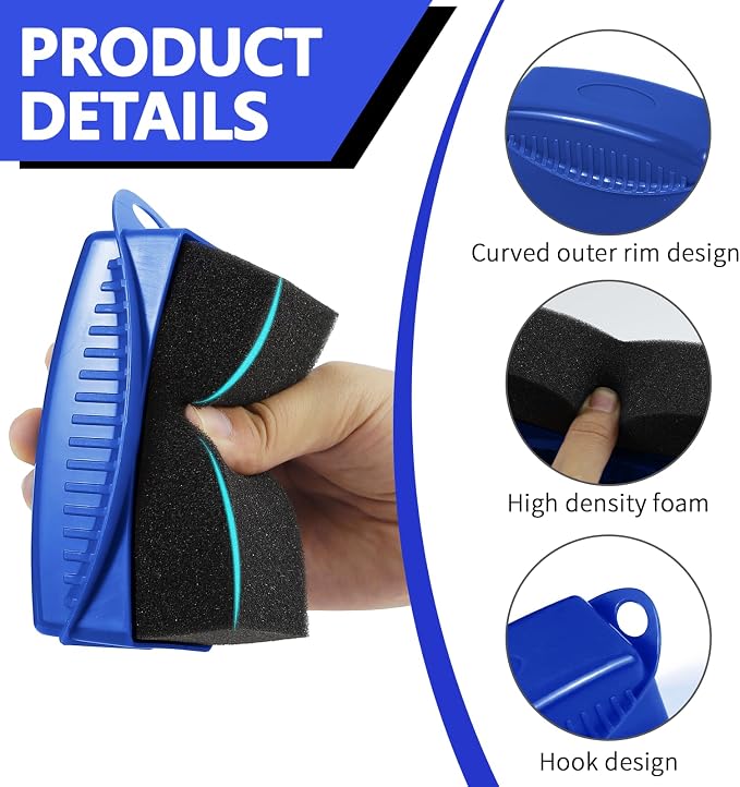2PCS Tire Dressing Applicator, Car Tire Applicator Dressing Shine Sponge, Reusable Tire Dressing Applicator Pads with Lid, Wheel Applicator Foam for Car Detailing Cleaning (Blue)