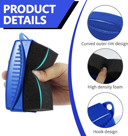 2PCS Tire Dressing Applicator, Car Tire Applicator Dressing Shine Sponge, Reusable Tire Dressing Applicator Pads with Lid, Wheel Applicator Foam for Car Detailing Cleaning (Blue)