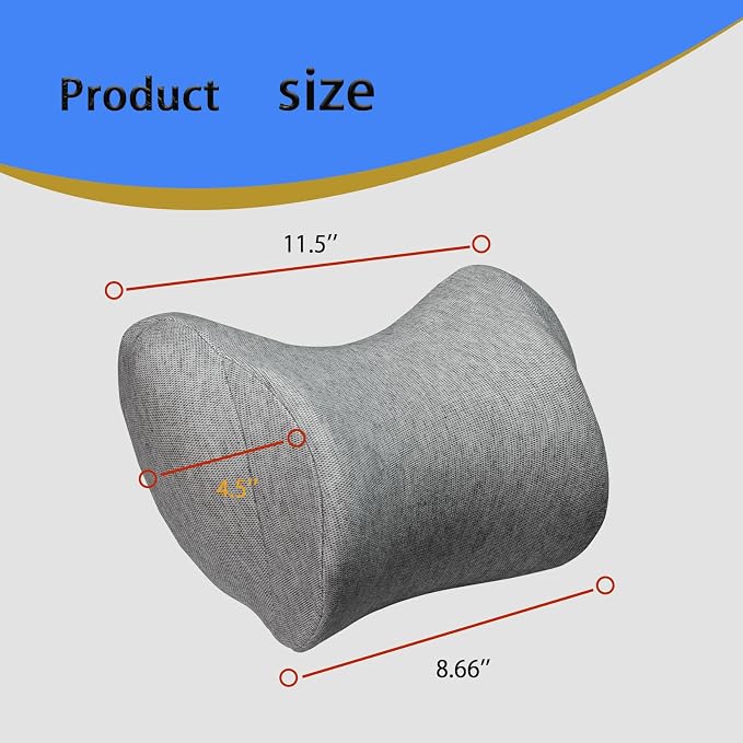 Car Neck Pillow, Car Headrest Pillow with Adjustable Strap for Neck Pain Relief 100% Memory Foam,Ergonomic Design，2 Pack