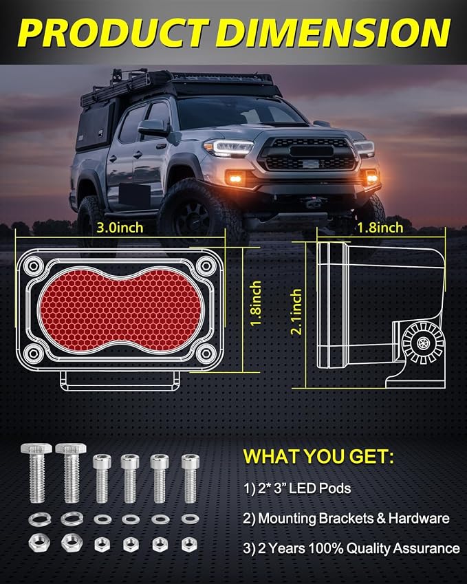 Red LED Pods 3" 40W Diffused CREE LED Pod Lights | Red LED Chase Light Bars Fishing Hunting Emergency Safety Signal Trailer Lights for Truck Pickup Tractor Van Boat UTV