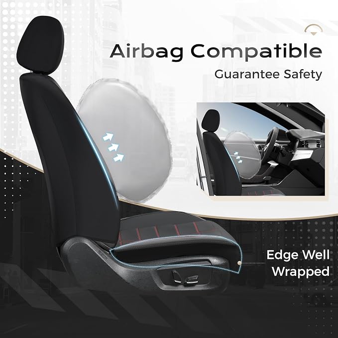 Coverado Rear Seat Covers Breathable Leather Waterproof Automotive Car Seat Cushion Protector Universal Fit for Most Cars SUV Trucks, Redline