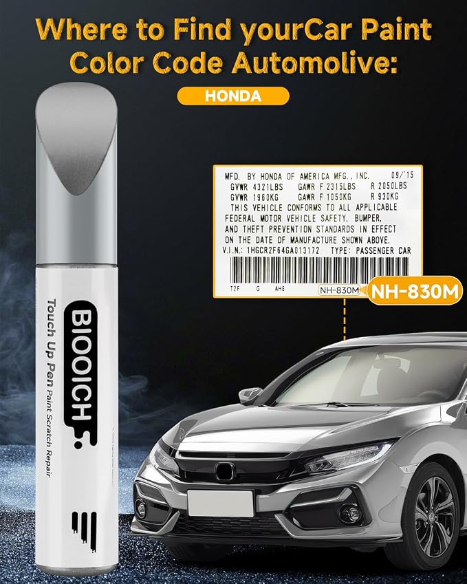 Touch Up Paint Pen Exact Color Match Car Chip and Scratch Repair (for Honda, Lunar Silver Metallic(NH-830M))