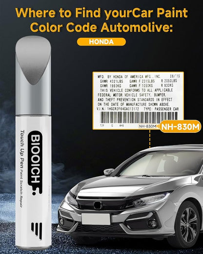 Touch Up Paint Pen Exact Color Match Car Chip and Scratch Repair (for Honda, Lunar Silver Metallic(NH-830M))
