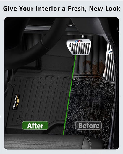 Floor Mats for 2017-2026 Ford F250/F350/F450 Super Duty Crew Cab with Rear Under Seat Storage All Weather TPE Floor Liners Custom Fit for F-250/F-350/F-450 1st & 2nd Row Anti-Slip Full Set Car Mats