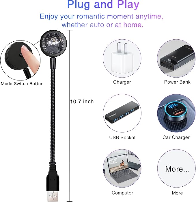 LED Lights Interior, LED Night Light for Kids, Car Accessories for Women and Men, Romantic Interior Car Lights, Roof, Bedroom, LED Lights, Room Decor