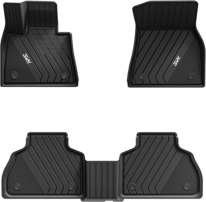 3W Floor Mats Fit for BMW X7 6 Seats 2019-2025 2026, M50i M60i xDrive40i xDrive50i, TPE All Weather Custom Fit Floor Liner, 6 Passengers 1st & 2nd Row, Full Set Car Liners Black