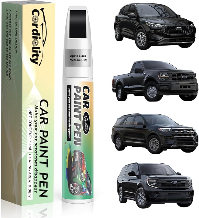 Car Touch Up Paint Agate Black Metallic(UM) for Ford, Color Accurate Car Scratch Repair Remover Pen Fix Auto Paint Chips and Nicks