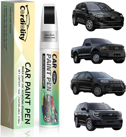 Car Touch Up Paint Agate Black Metallic(UM) for Ford, Color Accurate Car Scratch Repair Remover Pen Fix Auto Paint Chips and Nicks