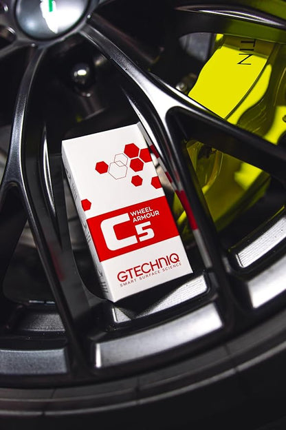 Gtechniq Wheel Coating Kit for Cars, 3-Piece | Includes Paint Degreaser Panel Wipe, C5 Wheel Armor and Microfiber Cloth, Enhances Protection and Shine, Easy to Apply and Long-Lasting Results