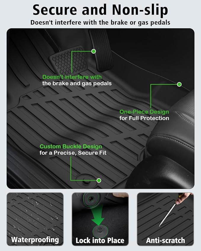 Floor Mats & Cargo Liner Custom Fit for Ford Escape Hybrid 2020-2025 2026 (NOT Fit Gas) All Weather TPE Rubber Trunk Mat Anti-Slip Full Set Automotive Floor Liners for Escape 2025 Accessories