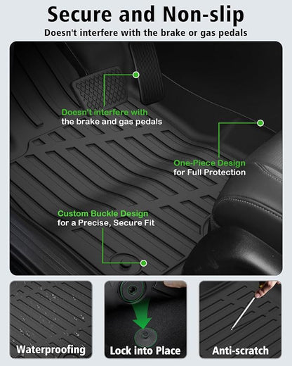 Floor Mats & Cargo Liner Custom Fit for Ford Escape Hybrid 2020-2025 2026 (NOT Fit Gas) All Weather TPE Rubber Trunk Mat Anti-Slip Full Set Automotive Floor Liners for Escape 2025 Accessories