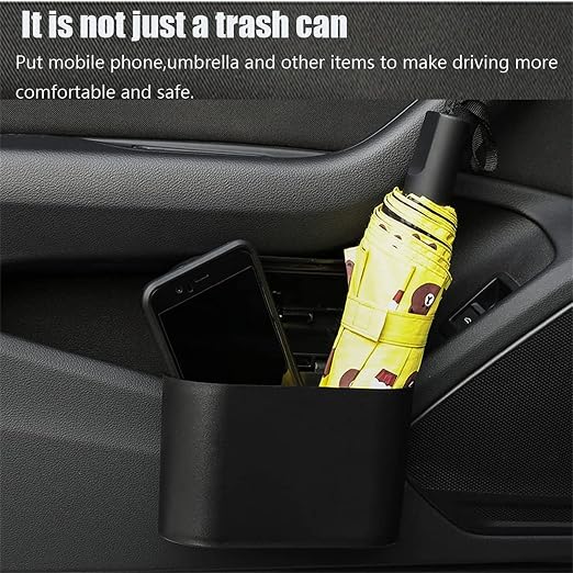 Car Trash Can with Lid, Mini Universal Vehicle Mini Leakproof Garbage Can Bin with 30pcs Trash Bags，Waterproof Car Bin for Front Back Seat Accessories for Auto Office Home(Black)