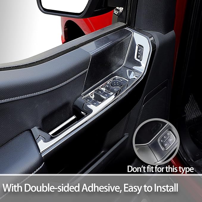 GZXinWei Chrome Interior Accessories for Ford F150 2021 2022 2023 2024 2025 2026 Door Window Control Switch Panel Trim Sticker Cover Decor Parts