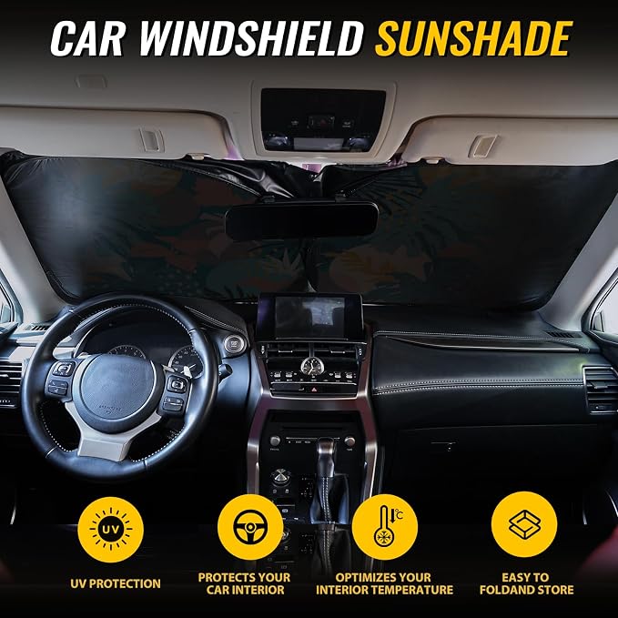 Windshield Sun Shade - Car Windshield Sun Shade for UV Protecion Heat Reduction 2026 Sun Visor for Car Interior (57"x31")