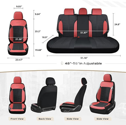 Coverado Seat Cover, Car Seat Cover Front Seats, 3D Air Mesh Breathable Seat Protectors Sports Carbon Fiber Design Airbag Compatible Comfort Universal for Most Cars, Van,Trucks, SUV, Black&Wine