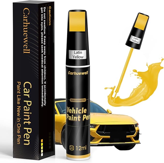 Yellow Touch Up Paint for Cars, Auto Car Paint Touch Up Paint Pen for Deep Scratches, Car Scratch Repair Pen, Quick and Easy Solution to Repair Minor Automotive Scratches (Latin yellow)