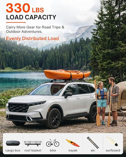 Aluminum Roof Rack Cross Bars with Lock Fit for Honda CRV CR-V 2017-2022, 330lbs Crossbars Anti-Wobble & Wind Noise Reduction Heavy Duty Cargo Carrier Accessories