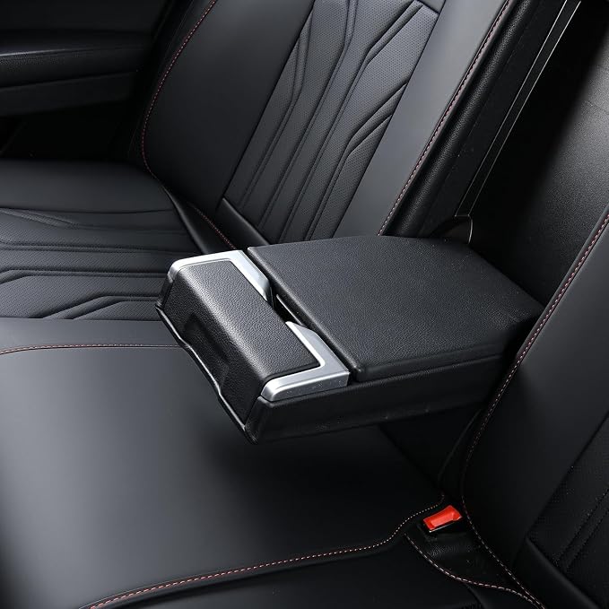 FLORICH Rear Seat Covers Leather Car Seat Covers Waterproof Back Seat Cover Automotive Seat Covers Universal Seat Cushion Protector for Most Cars Trucks SUV-Black&Red Line