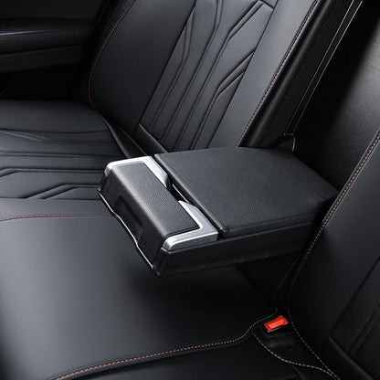 FLORICH Rear Seat Covers Leather Car Seat Covers Waterproof Back Seat Cover Automotive Seat Covers Universal Seat Cushion Protector for Most Cars Trucks SUV-Black&Red Line