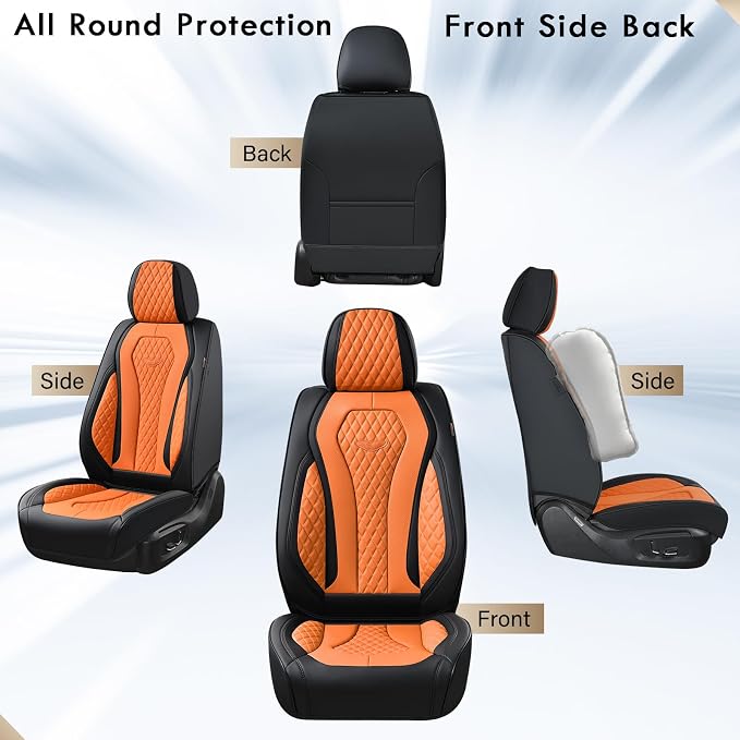 Coverado Car Seat Covers, Seat Covers Front Seats,Orange Car Seat Cover, Waterproof Car Seat Covers, Car Seat Cushion, Front Leather Seat Protector Fit for Most Cars