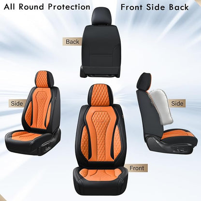 Coverado Car Seat Covers, Seat Covers Front Seats,Orange Car Seat Cover, Waterproof Car Seat Covers, Car Seat Cushion, Front Leather Seat Protector Fit for Most Cars