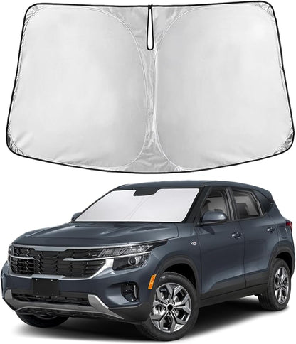 EcoNour Windshield Sunshade Compatible for Kia Seltos 2021-2024 2025 2026, Sun Visor for Front Windshield & Window Sun Shade Cover, UV Heat Blocker & Protector, Car Accessories