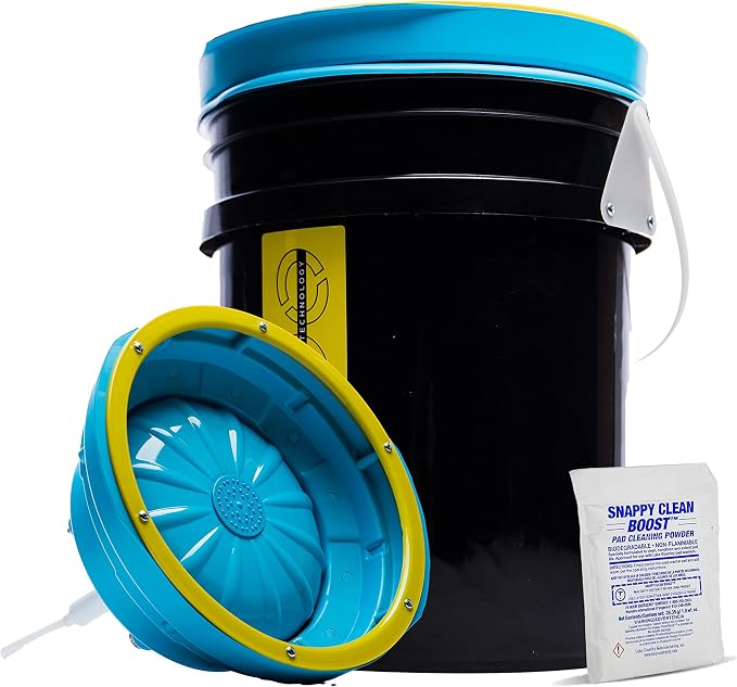 System 4000 Polishing Pad Washer – Pure Flo Cleaning Bucket System w/Controlled Pump & Removable Basin - Wool & Foam Pad Cleaner