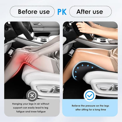 FLORICH Car Seat Extender Leg Support Cushion for Driver Seats Office Chair, Leather Memory Foam Widened seat Cushion for Long Drivers Universal Car Seat Cushion Legs Rest Pads-Light Black