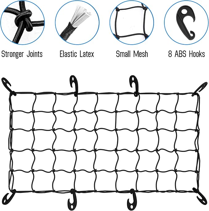 ARKSEN 600D PVC Waterproof Roof Cargo Bag with Lock, Nylon Net, Hitch Stabilizer, 2 Ratchet Straps for SUV, Truck, Van with/Without Rack