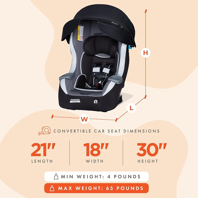Baby Trend 3-in-1 Infant Car Seat with 5-Point Safety Harness, Adjustable Canopy, and Soft Fabric Seat, Trooper Plus, Dash Twilight - Convertible Travel System & Support for Babies & Toddlers