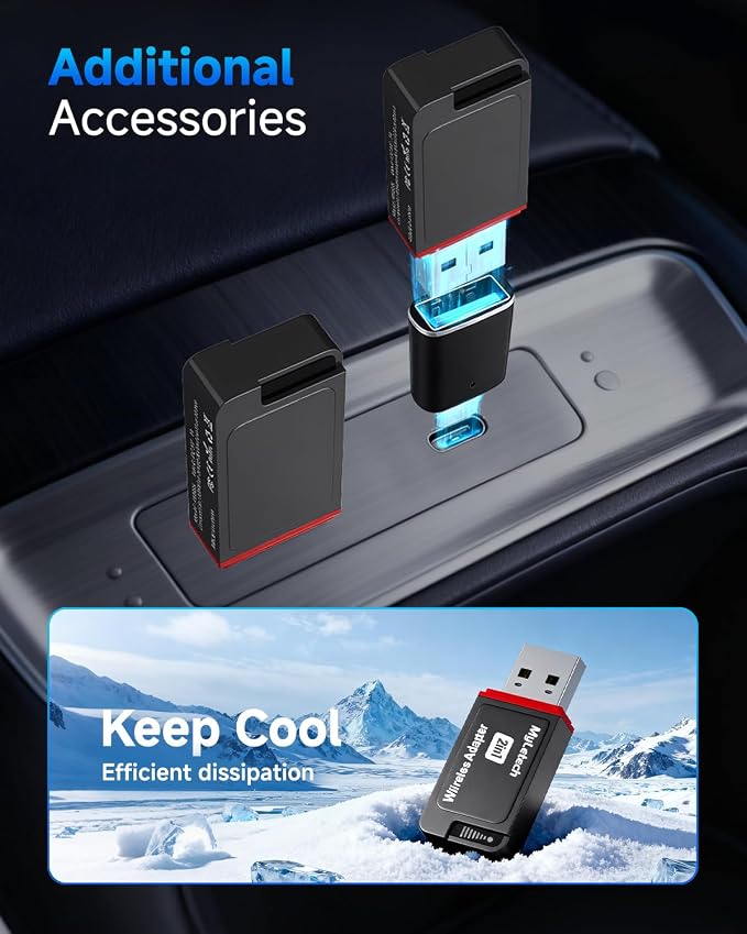 Wireless CarPlay Adapter for iPhone & Android, 2026 Upgraded Wired to Wireless for Apple CarPlay, Mini USB Design Car Play Adapter with Type-C Extension, Plug and Play, Stable Connection & No Latency