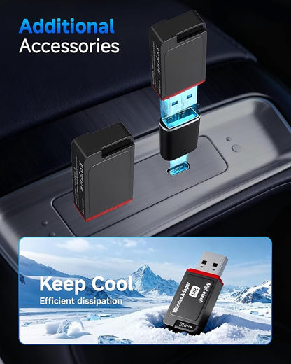 Wireless CarPlay Adapter for iPhone & Android, 2026 Upgraded Wired to Wireless for Apple CarPlay, Mini USB Design Car Play Adapter with Type-C Extension, Plug and Play, Stable Connection & No Latency