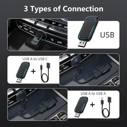 Android Auto Wireless Adapter and Wireless Carplay Adapter 2024 Upgrade,Plug & Play Apple Carplay Dongle Converts Factory Wired to Wireless CarPlay Adapter for iPhone with USB-A to USB-C/USB-A Cable
