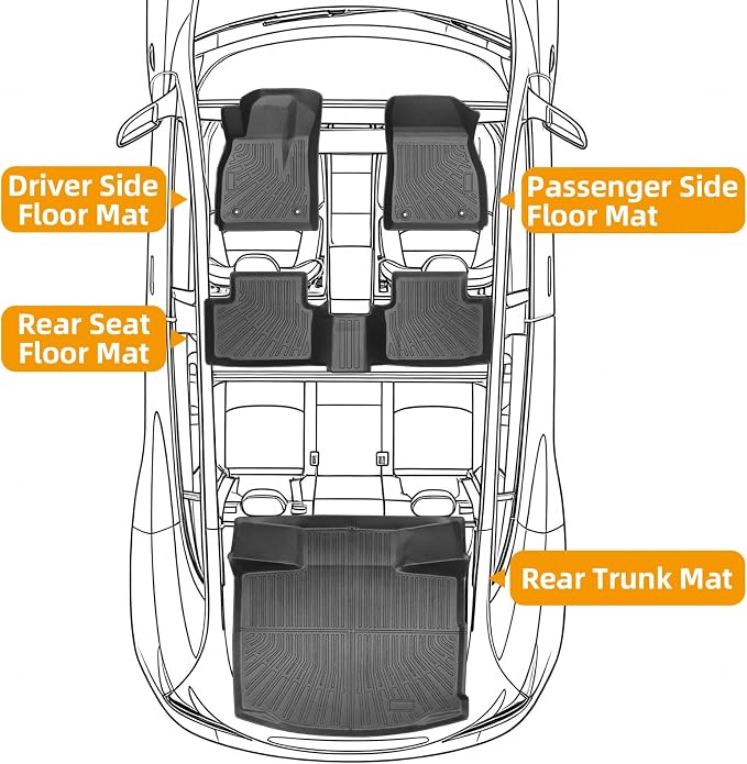 Floor Mats for Chevy Malibu 2013 2014 2015, Also for 2016 Chevrolet Malibu Limited, 8th gen Malibu Floor Mats for Malibu LS LT LTZ Eco, 1st & 2nd Row & Cargo Liner, TPE Anti-Slip Waterproof Duty