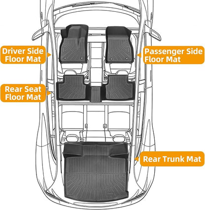 Floor Mats for Chevy Malibu 2013 2014 2015, Also for 2016 Chevrolet Malibu Limited, 8th gen Malibu Floor Mats for Malibu LS LT LTZ Eco, 1st & 2nd Row & Cargo Liner, TPE Anti-Slip Waterproof Duty