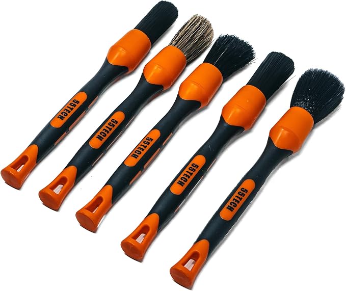 Preimum Car Detailing Brush Set - 5 Pack Auto Detail Kit for Automotive, Soft to Firm Brushes for Cleaning and Polishing for Interior, Exterior, Dashboard, Wheel Rims, Air Vent, Seat, car wash