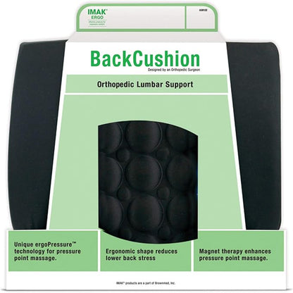 Brownmed - IMAK Ergo Back Cushion - Lumbar Support Pillow for Office Chair & Car - Chair & Seat Cushion Support for Back Pain & Posture - Back Support for Car & Office Chair with Strap