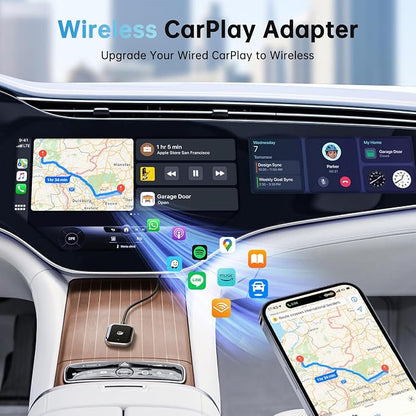 Wireless CarPlay Adapter for Apple CarPlay, Easy to Upgrade Wired CarPlay to Wireless, Instant Connectivity, Super Mini Car Play Dongle for iPhone Fit for Cars with Built-in CarPlay (Black)
