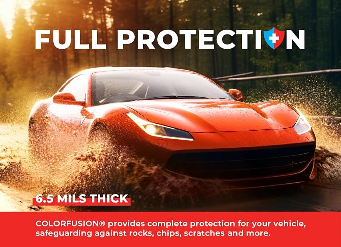 ColorFusion PPF by VViViD, Gloss Flame Orange Dry Apply PPF Vinyl Car Wrap Roll 60ft x 5ft