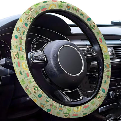GENANY Leaf Mask Spirits Steering Wheel Cover, Non Slip Polyester Car Wheel Protector for Car SUV Truck, Universal 15 Inch