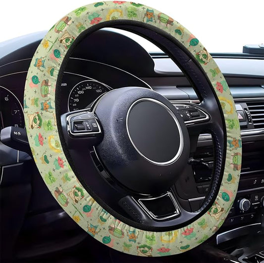 GENANY Leaf Mask Spirits Steering Wheel Cover, Non Slip Polyester Car Wheel Protector for Car SUV Truck, Universal 15 Inch