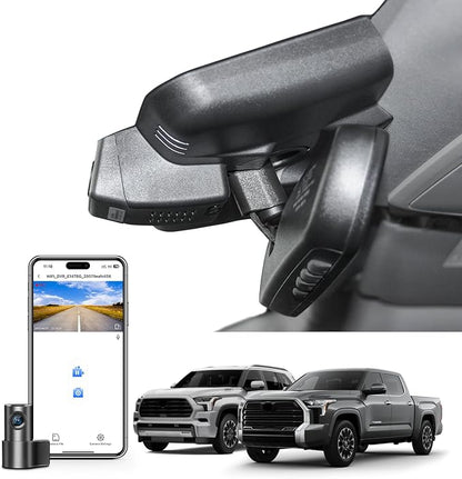Mangoal Front 4K & Rear 1080P Dash Cam Custom fit for Toyota Tundra 2022-2026 & Sequoia 2023-2026 (Model B), Limited SR SR5 TRD Pro Limited Platinum (Gen3),UHD 2160P Video, WiFi & App, GPS, 128GB Card
