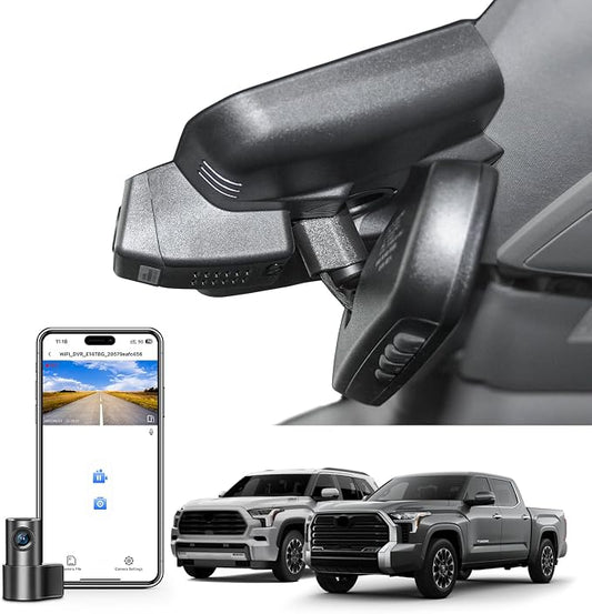 Mangoal Front 4K & Rear 1080P Dash Cam Custom fit for Toyota Tundra 2022-2026 & Sequoia 2023-2026 (Model B), Limited SR SR5 TRD Pro Limited Platinum (Gen3),UHD 2160P Video, WiFi & App, GPS, 128GB Card