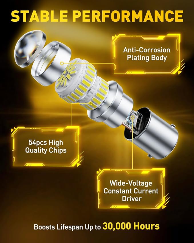 AUXITO 1156 LED Bulb White Super Bright 7506 1141 1003 BA15S P21W LED Light Replacement with Projector for Backup Reverse Tail Brake DRL Turn Signal Parking Light, Pack of 2