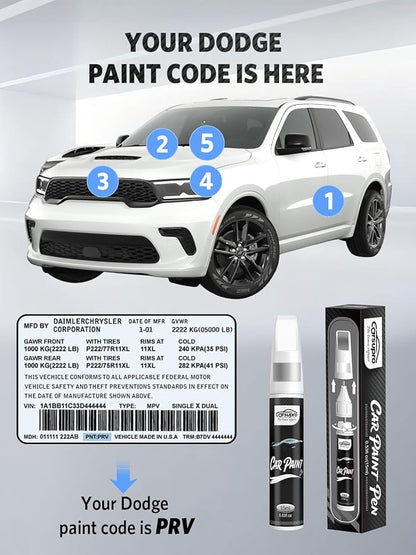 Triple Nickel(PSE/SSE) for Dodge Touch Up Paint Pen, 2 in 1 Car Scratch Remover with Pen Tip and Brush, Precise Color Match for Car Paint Scratch Repair, Quickly and Easily Fix Chips and Nicks